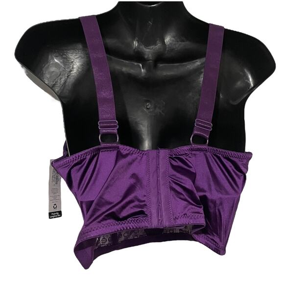 Bebe Womens Bra Size 34C Push Up Longline Bra Rhinstone Adjustable Straps Purple - Picture 2 of 9